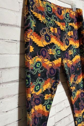 LuLaRoe Womens Spider Aztec Tribal Orange Black Leggings One Size Tall  Curvy - $18 - From Carol