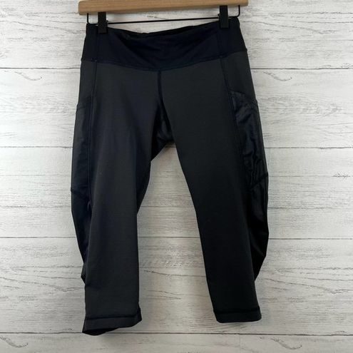 Lululemon Black Ruched Side Cropped Leggings Size 4 - $35 - From Tabitha