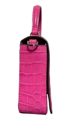 Kate Spade Croc Embossed Staci Square Crossbody Handbag In Festive Pink