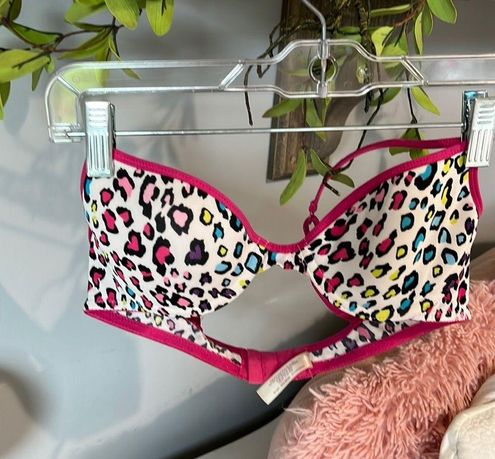 White Pink Leopard Print Bra Colorful Underwire Womens 34A SO Size  undefined - $13 - From Debbie