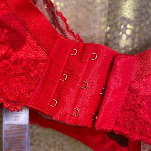 Savage X Fenty Red Candy Hearts Unlined Lace Balconette Bra 38DD Red Size  undefined - $35 - From Jessica