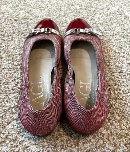 Agl Red Cap Toe Leather Ballet flats with Buckle 9 9.5 40 115