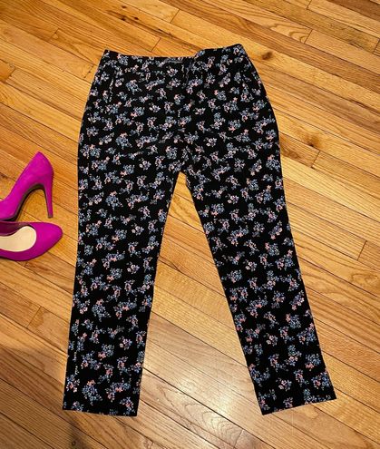 Adrianna Papell Floral print Skinny Trousers straight slim casual