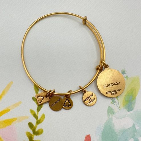 Alex and Ani Claddagh Charm Bangle Bracelet Gold