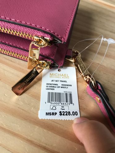 Michael Kors Jet Set Travel Double Zip Wristlet Rosewood Pink