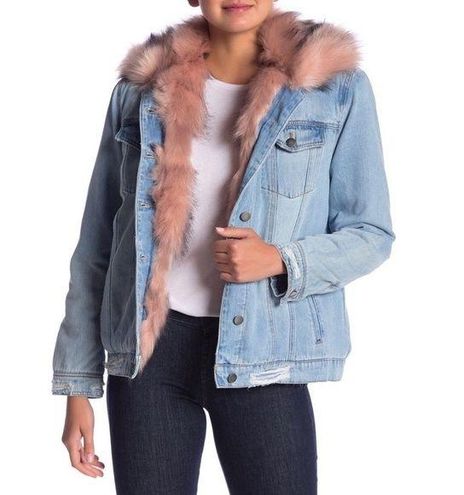 FAUX SHEARLING LINED DENIM TRUCKER JACKET