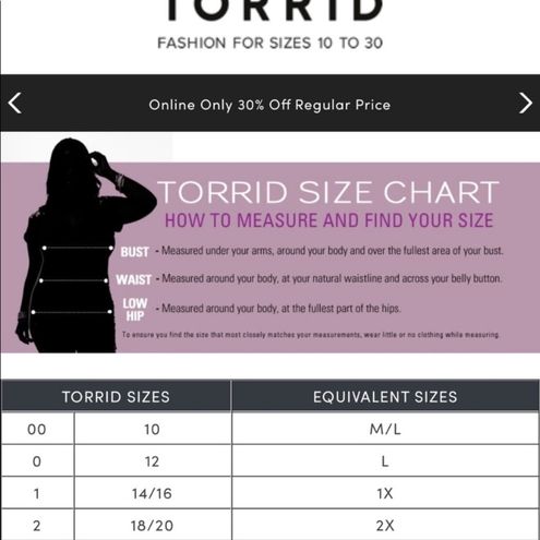 TORRID SIZE CHART