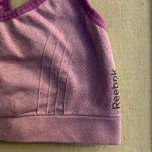 Reebok lilac and purple lined sports bra w adjustable satin tank