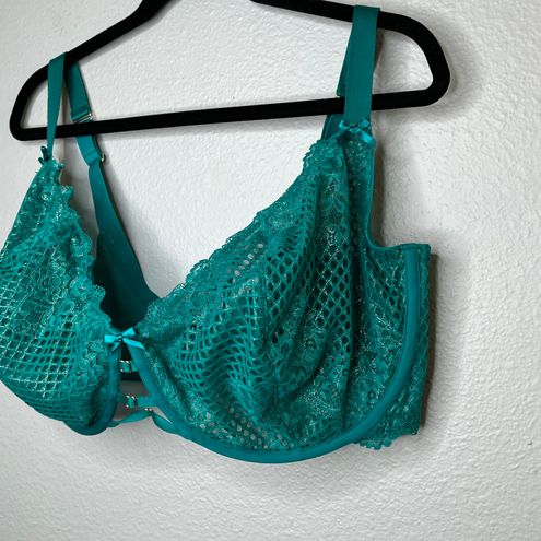 Lane Bryant teal unlined balconette bra size 44H Green - $26 - From