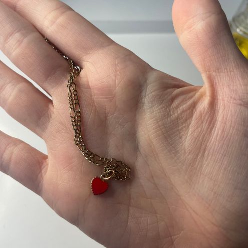 Brandy Melville Heart Necklace Red - $6 - From Rachael