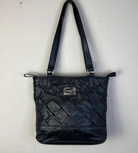 STONE MOUNTAIN BLACK LEATHER SHOULDER BAG