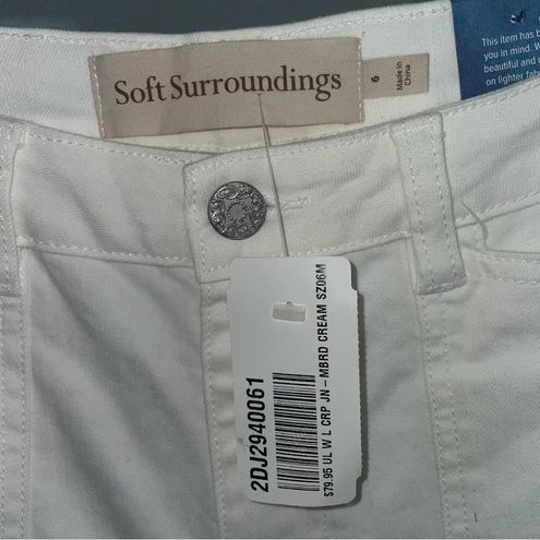 Soft Surroundings Ultimate Wide Leg Cropped Embroidered Jeans Size 6 NWT!