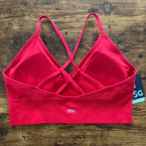 Dsg Red Ribbed Lightly Padded Strappy Back Sports Bra Size M - $25 New With  Tags - From Kelsey