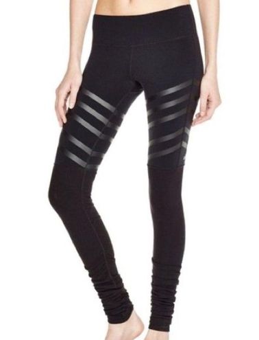 Alo Yoga Alo Goddess Black Striped Leggings Size M MEDIUM - $33