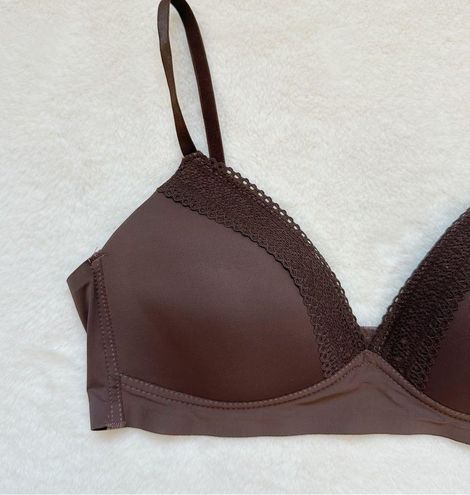 Lucky Brand Bra Lace Trimmed Wireless Bra Brown Size 36B - $11