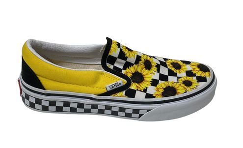 Vans Customs Sunflower Checkerboard Canvas Slip on Sneakers Men