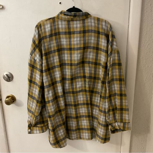 SheIn Curve Plaid Top Yellow/Black Shacket Plus Size 3XL - $19 - From Pamela