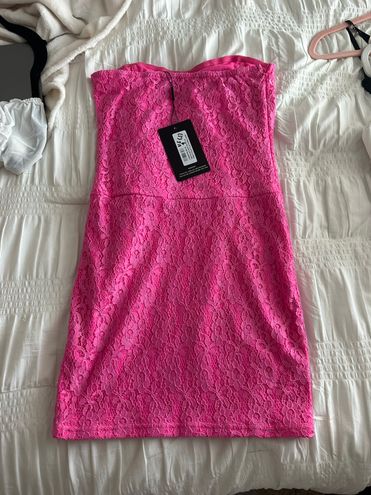 Pretty Little Thing Petite Pink Lace Corset Mini Dress Size 4