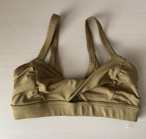 Free People NWOT movement olive green front twist sports bra