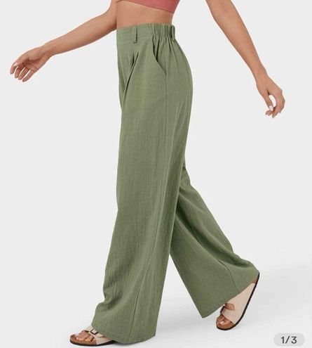 Halara High Waisted Plicated Side Pocket Wide Leg Palazzo Cotton Pants