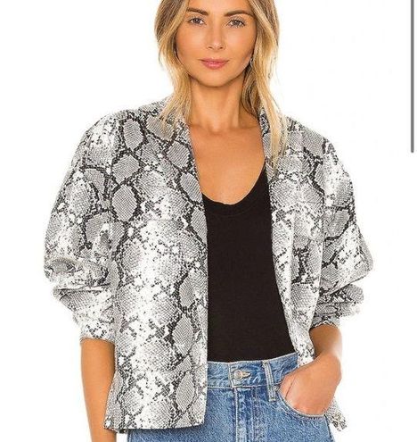 LPA Revolve Billie Snakeskin Sequin Jacket Long Sleeves Pockets