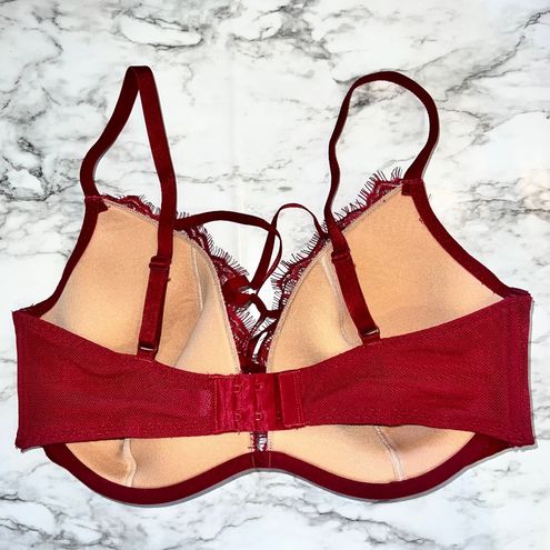 Adore Me Burgundy Maroon Floral Lace Lined Underwire Strappy