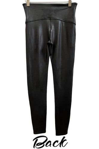SPANX by Sara Blakely Black Faux Leather High Waist Leggings Size Medium #  2437