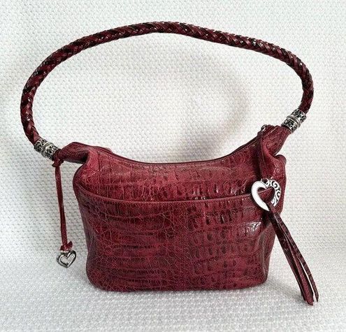 Brighton Crocodile Embossed Messenger Shoulder Bag Purse