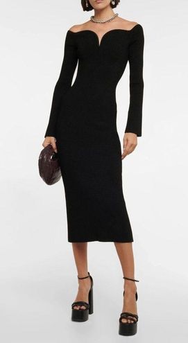 GALVAN Grace off-the-shoulder ribbed-knit midi dress