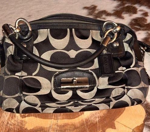 Coach purse shoulder bag Black with Brown C pattern