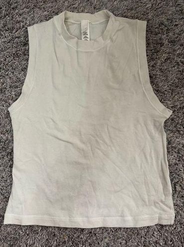 SKIMS: Off-White Cotton Jersey Mock Neck Tank Top