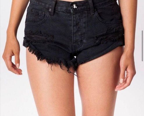 One Teaspoon FOX BLACK BANDITS DENIM SHORT, 44% OFF