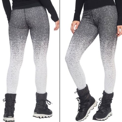 Athleta Flurry Ombre Tights Leggings Ribbed Black Heather and