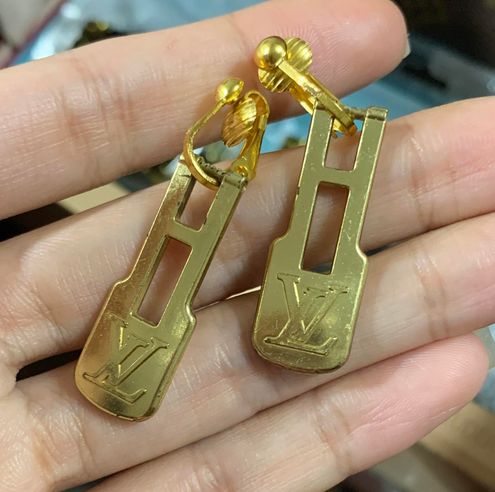 Louis Vuitton Gold LV Button Earrings