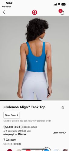 Lululemon Align Tank Blue Size 6 - $60 (11% Off Retail) - From abby