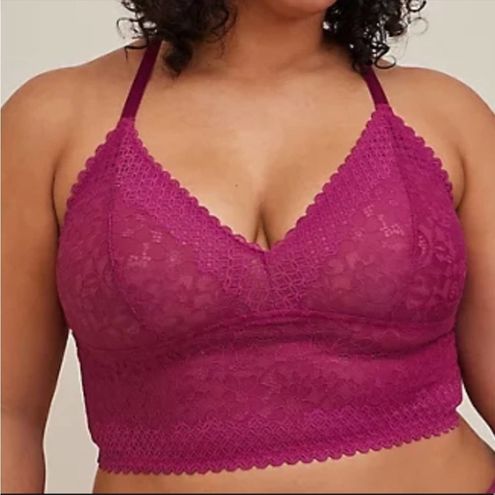 Torrid Cropped Triangle Bralette - Lace Fuchsia 5X NWT 16936693 - $41 New  With Tags - From Poshpowpow