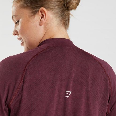 Gymshark NWOT Vital Seamless 2.0 1/2 Zip Pullover - Baked Maroon