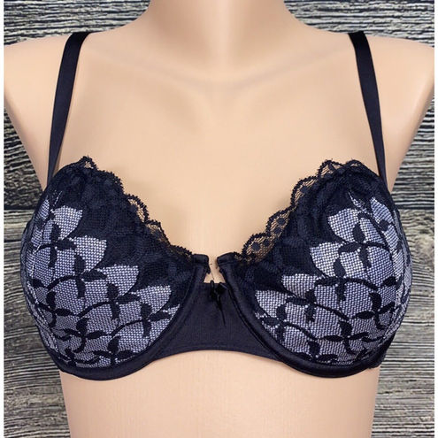 Hanes Vintage Her Way Size 36C Lace Bra Black Silver Nylon Lined Sexy  Underwire - $18 - From K