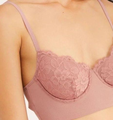 NEW Free People Bianca Longline Underwire Balconette Lacy Bra Vintage Rose  XS