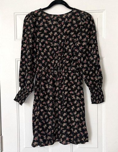 Wild Fable Dress Black XS Mini Long Sleeve Boho Floral V-Neck Casual Granny  - $19 - From Alexis