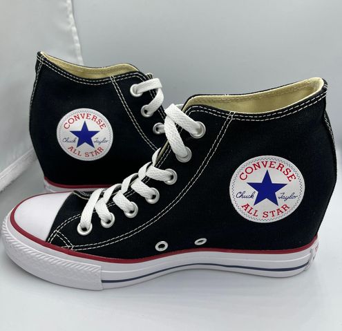 Converse Hard To Find Chuck Taylor Black Canvas Wedge Lux Mid Women's Shoe Sneaker 7.5 - $225 With - From Lynn