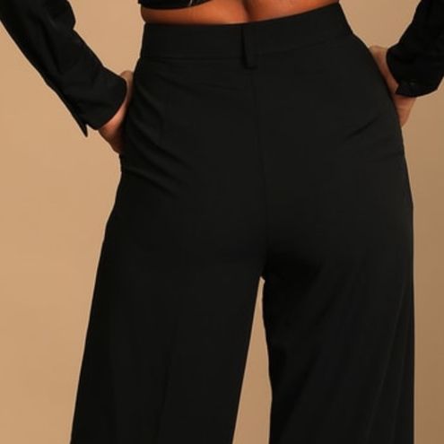 So Get This Black High-Waisted Wide-Leg Trouser Pants