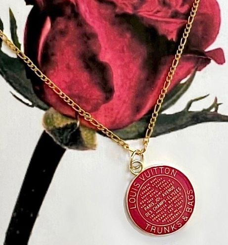 Red and Gold Louis Vuitton Purse Charm Necklace