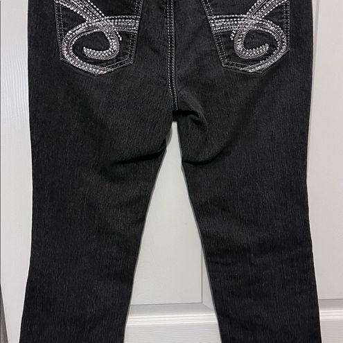 Earl jeans black with rhinestone embellishments size 4p - $32 - From Cynthia