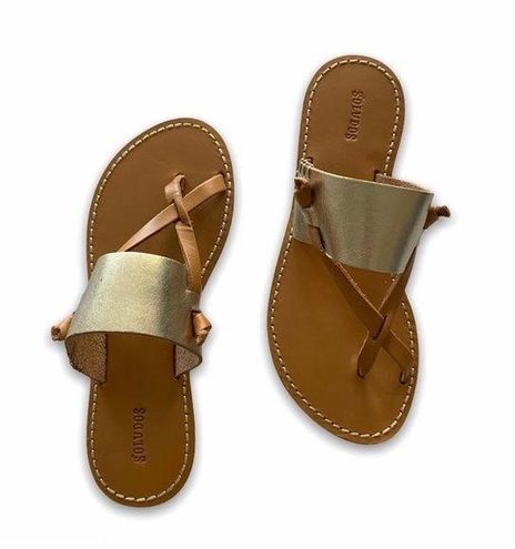 Soludos Slotted Thong Sandal Metallic Platinum 6 49 New With