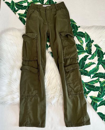 Bershka multipocket cargo pants in light olive