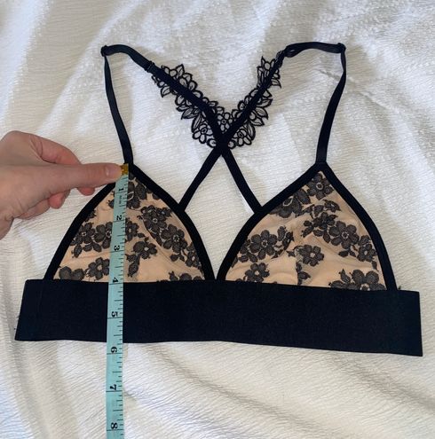 Victoria's Secret VS PINK Lace Triangle Bra Bralette Racerback Black Cream  Tan - $20 (42% Off Retail) - From Magen