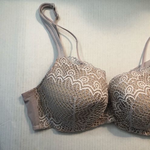 Cacique Bra Modern Linear Lace Purple-Gray Bra Sz 40D GUC