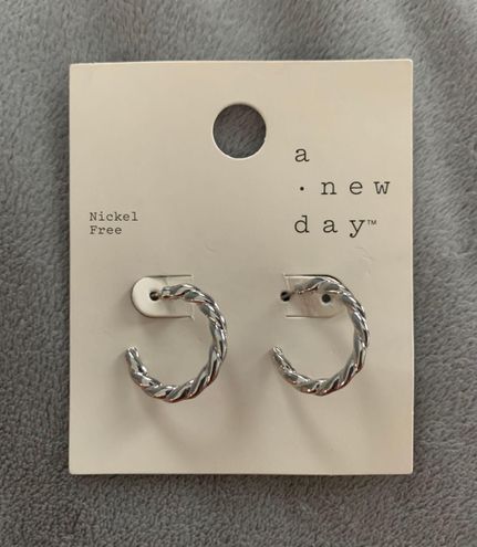 Sterling Silver Twist Hoop Earrings - A New Day™ Silver : Target