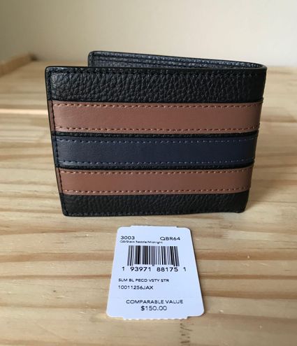 Coach Men Wallet 3-In-1 Wallet With Varsity Stripe New Same As Shown